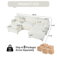 109,45 Canapé sectionnel modulaire en U rembourré en chenille avec coussins double couche, combinaison DIY