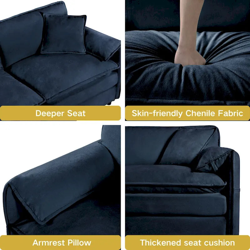 109,45 Canapé sectionnel modulaire en U rembourré en chenille avec coussins double couche, combinaison DIY
