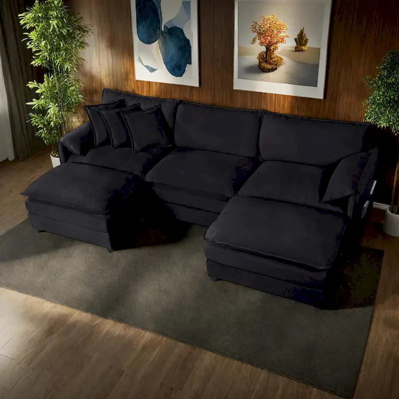 109,45 Canapé sectionnel modulaire en U rembourré en chenille avec coussins double couche, combinaison DIY