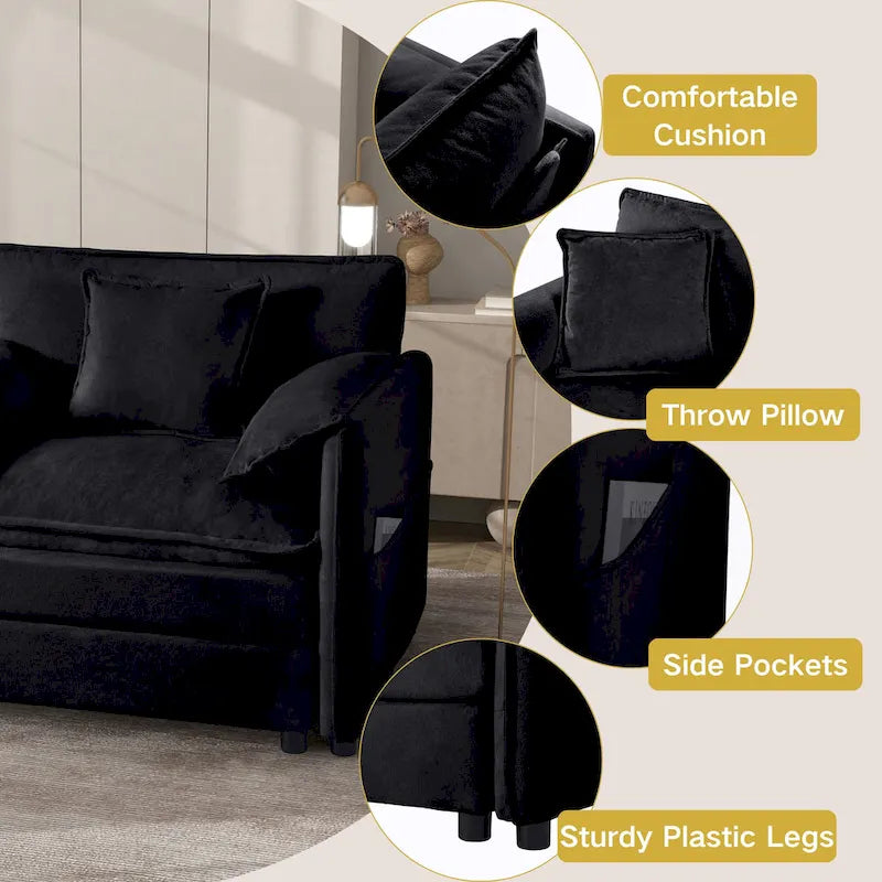 109,45 Canapé sectionnel modulaire en U rembourré en chenille avec coussins double couche, combinaison DIY