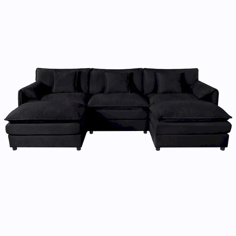 109,45 Canapé sectionnel modulaire en U rembourré en chenille avec coussins double couche, combinaison DIY