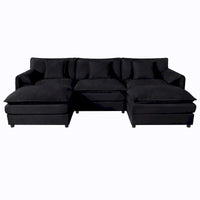 109,45 Canapé sectionnel modulaire en U rembourré en chenille avec coussins double couche, combinaison DIY