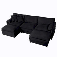 109,45 Canapé sectionnel modulaire en U rembourré en chenille avec coussins double couche, combinaison DIY