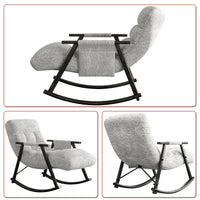 Fauteuil à bascule classique moderne rembourré en tissu avec poche de rangement