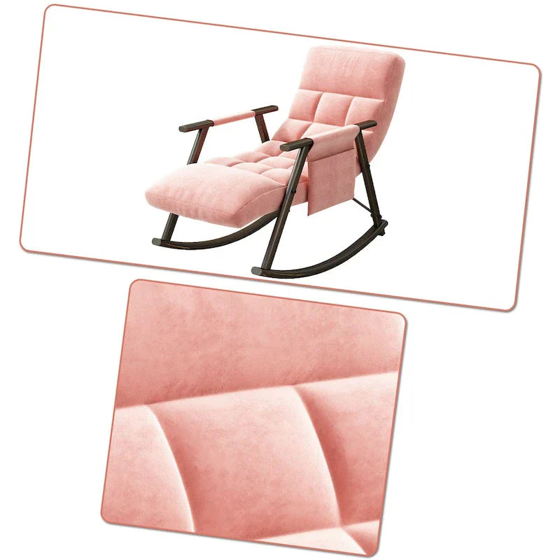 Fauteuil à bascule classique moderne rembourré en tissu avec poche de rangement