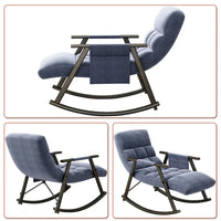 Fauteuil à bascule classique moderne rembourré en tissu avec poche de rangement