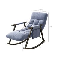 Fauteuil à bascule classique moderne rembourré en tissu avec poche de rangement