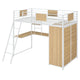 Lit mezzanine taille Twin avec bureau en L et penderie