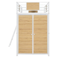 Lit mezzanine taille Twin avec bureau en L et penderie