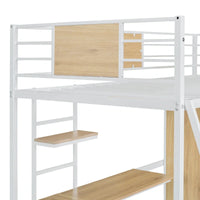 Lit mezzanine taille Twin avec bureau en L et penderie