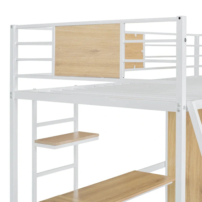 Lit mezzanine taille Twin avec bureau en L et penderie