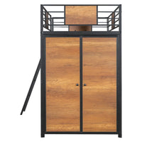 Lit mezzanine taille Twin avec bureau en L et penderie