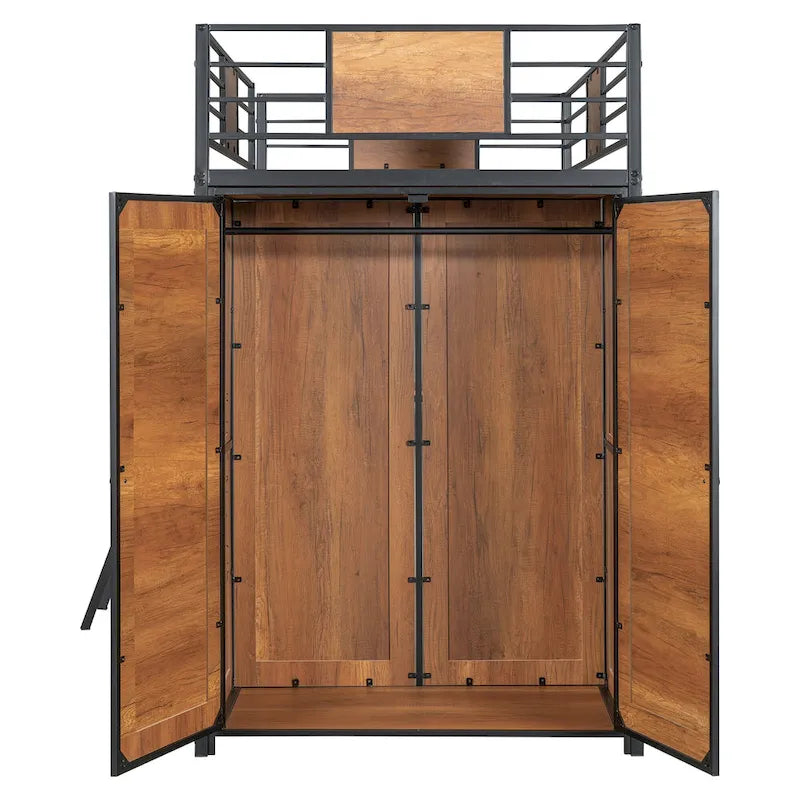 Lit mezzanine taille Twin avec bureau en L et penderie