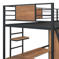 Lit mezzanine taille Twin avec bureau en L et penderie