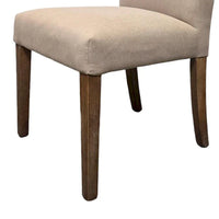 Lot de 2 chaises de salle à manger Zeus, tissu beige, pieds coniques marron