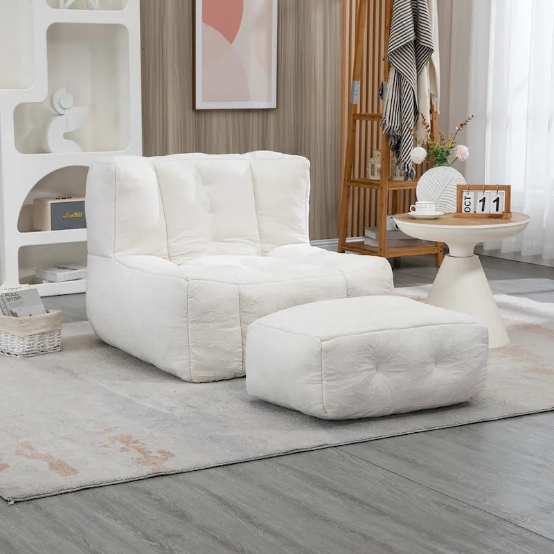 Fauteuil moderne pour adulte avec mousse à mémoire de forme haute densité et 1 pouf pour chambre et salle de lecture