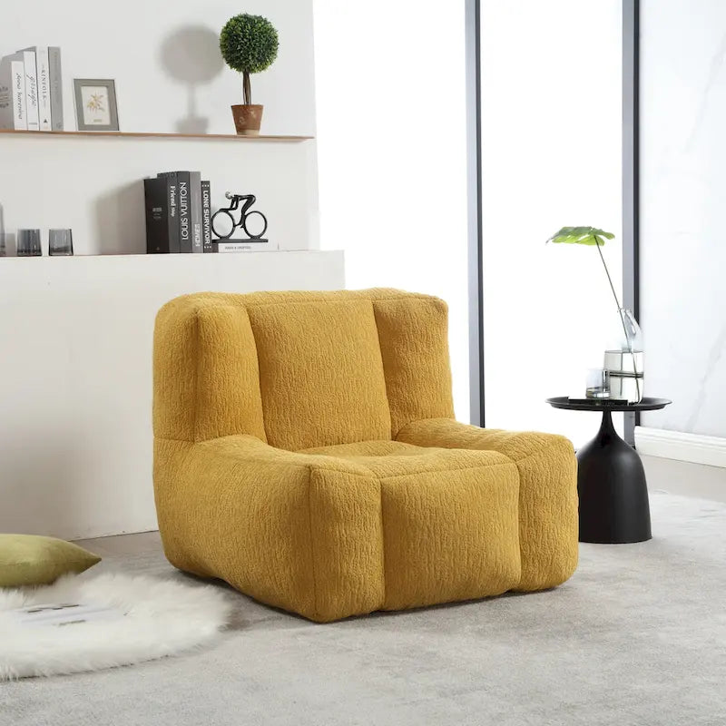 Fauteuil moderne pour adulte avec mousse à mémoire de forme haute densité et 1 pouf pour chambre et salle de lecture