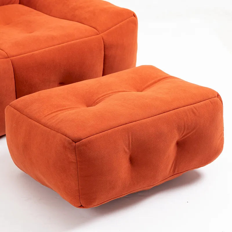 Fauteuil moderne pour adulte avec mousse à mémoire de forme haute densité et 1 pouf pour chambre et salle de lecture