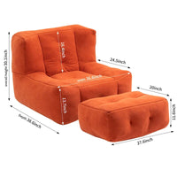 Fauteuil moderne pour adulte avec mousse à mémoire de forme haute densité et 1 pouf pour chambre et salle de lecture