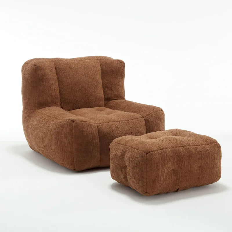 Fauteuil moderne pour adulte avec mousse à mémoire de forme haute densité et 1 pouf pour chambre et salle de lecture
