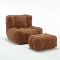 Fauteuil moderne pour adulte avec mousse à mémoire de forme haute densité et 1 pouf pour chambre et salle de lecture