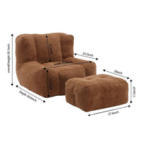 Fauteuil moderne pour adulte avec mousse à mémoire de forme haute densité et 1 pouf pour chambre et salle de lecture
