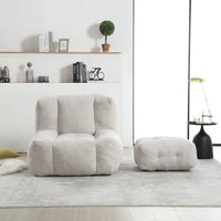 Fauteuil moderne pour adulte avec mousse à mémoire de forme haute densité et 1 pouf pour chambre et salle de lecture