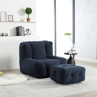 Fauteuil moderne pour adulte avec mousse à mémoire de forme haute densité et 1 pouf pour chambre et salle de lecture