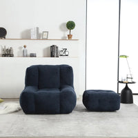Fauteuil moderne pour adulte avec mousse à mémoire de forme haute densité et 1 pouf pour chambre et salle de lecture