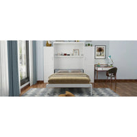 Lit escamotable grand format avec deux armoires et une étagère de rangement