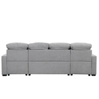 Canapé d'angle modulable en chenille surdimensionné de 279 cm avec lit gigogne, deux méridiennes de rangement et 2 ports USB