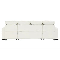 Canapé d'angle modulable en chenille surdimensionné de 279 cm avec lit gigogne, deux méridiennes de rangement et 2 ports USB