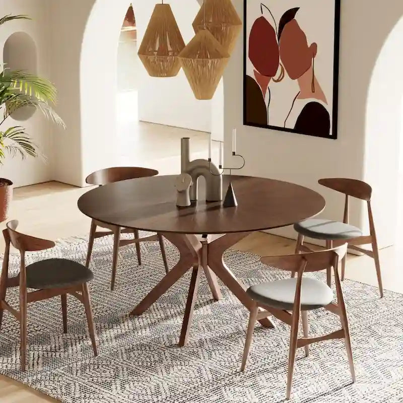 Table à manger ronde Modrest Ember Modern Grande 59 en noyer