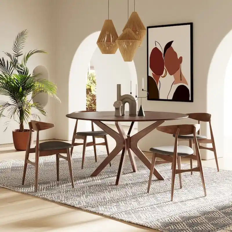Table à manger ronde Modrest Ember Modern Grande 59 en noyer