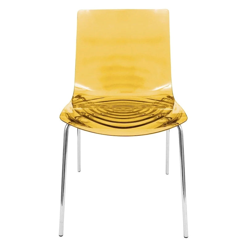 Chaise de salle à manger en acrylique Astor avec pieds chromés, chaise d'appoint moderne à motif ondulation d'eau