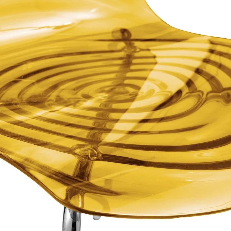Chaise de salle à manger en acrylique Astor avec pieds chromés, chaise d'appoint moderne à motif ondulation d'eau