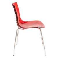 Chaise de salle à manger en acrylique Astor avec pieds chromés, chaise d'appoint moderne à motif ondulation d'eau