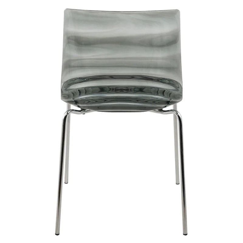 Chaise de salle à manger en acrylique Astor avec pieds chromés, chaise d'appoint moderne à motif ondulation d'eau