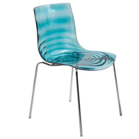 Chaise de salle à manger en acrylique Astor avec pieds chromés, chaise d'appoint moderne à motif ondulation d'eau