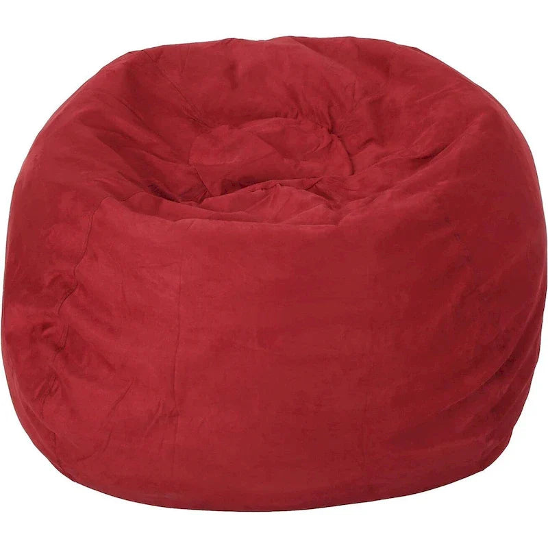 Pouf poire LSI de 5 pieds en mousse déchiquetée avec housse amovible en microsuède, siège de détente confortable pour enfants et adultes, rouge chinois