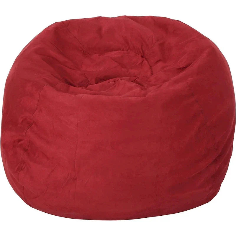 Pouf poire LSI de 5 pieds en mousse déchiquetée avec housse amovible en microsuède, siège de détente confortable pour enfants et adultes, rouge chinois