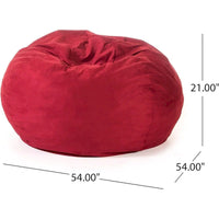 Pouf poire LSI de 5 pieds en mousse déchiquetée avec housse amovible en microsuède, siège de détente confortable pour enfants et adultes, rouge chinois