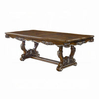 Table à manger Maver, finition argent sculpté 90-114 pouces, chêne ancien classique