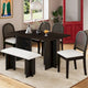 Ensemble de salle à manger moderne 6 pièces avec table à double pied, 4 chaises et 1 banc