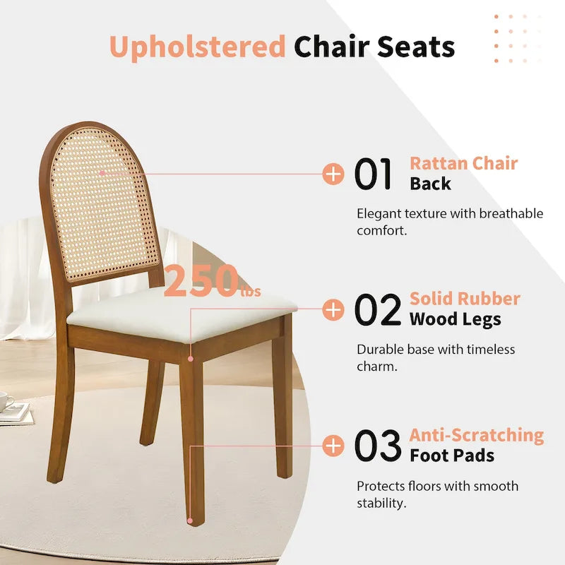 Ensemble de salle à manger moderne 6 pièces avec table à double pied, 4 chaises et 1 banc
