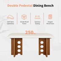 Ensemble de salle à manger moderne 6 pièces avec table à double pied, 4 chaises et 1 banc