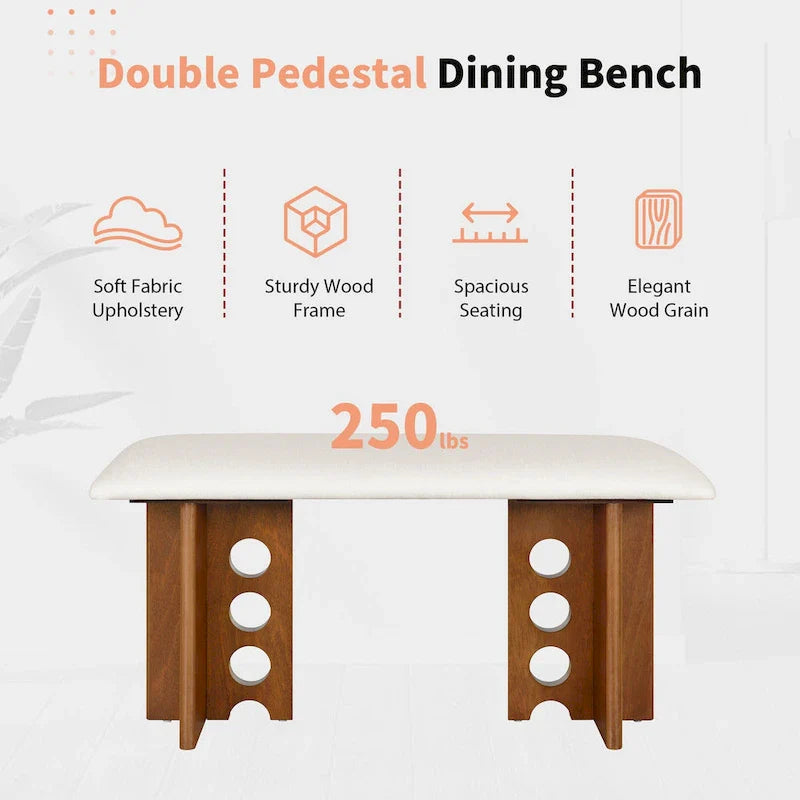 Ensemble de salle à manger moderne 6 pièces avec table à double pied, 4 chaises et 1 banc