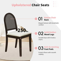 Ensemble de salle à manger moderne 6 pièces avec table à double pied, 4 chaises et 1 banc