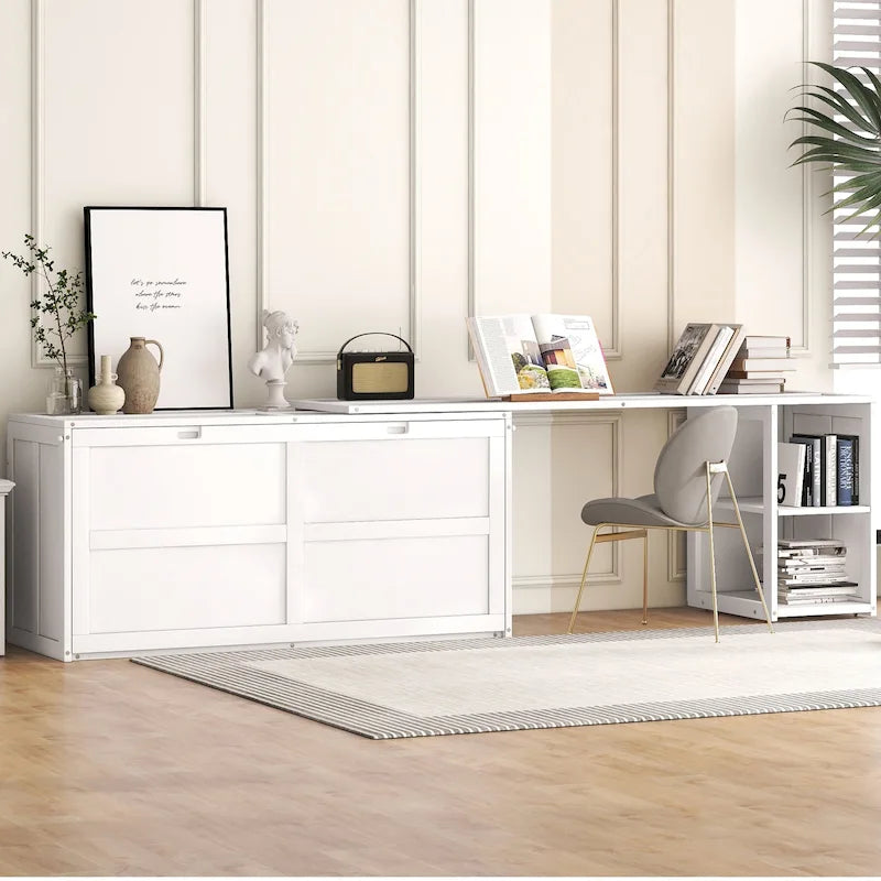 Lit escamotable taille Queen avec bureau pivotant