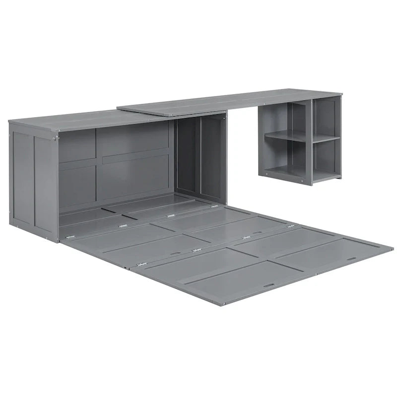 Lit escamotable taille Queen avec bureau pivotant